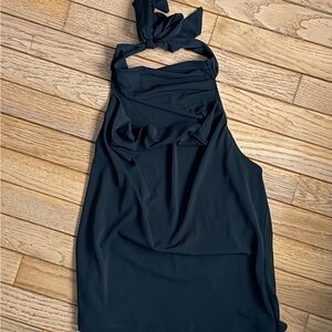 Anthropologie Black Halter Top Size S